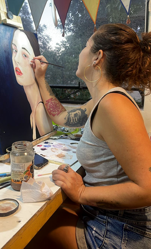 caro albarran pintando oleo